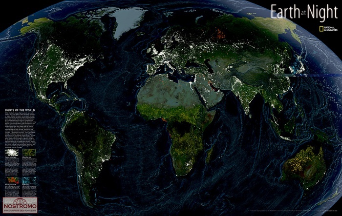 EARTH AT NIGHT | National Geographic wall map