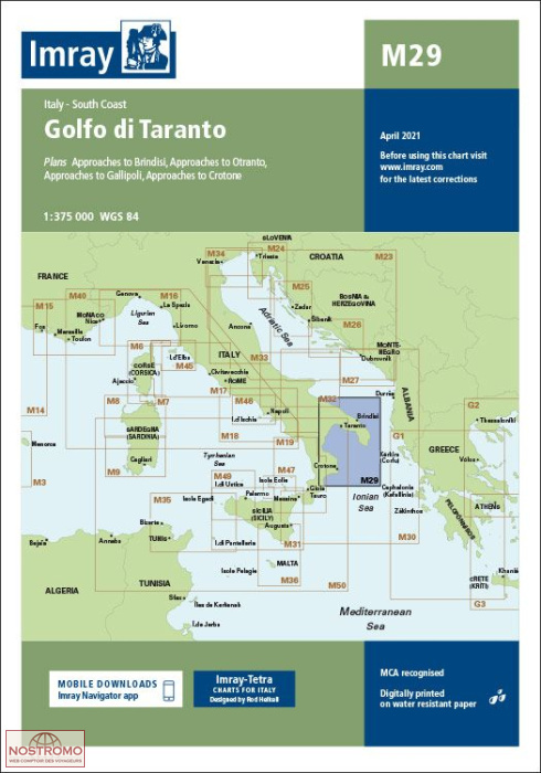 M29 GOLFE DE TARENTE | carte marine Imray
