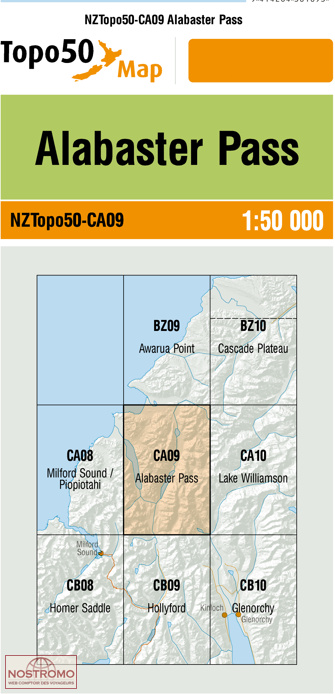 CA09 ALABASTER PASS | carte topographique LINZ