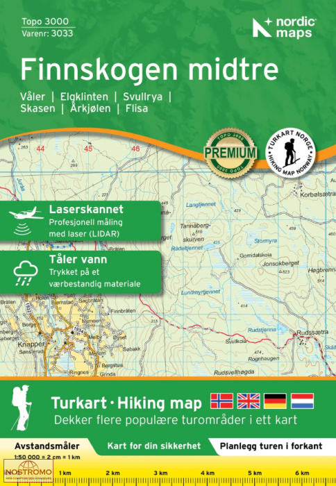 3033 FINNSKOGEN MIDTRE | carte de randonnée Nordic Maps