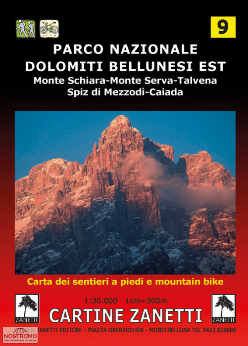 9 PARCO NAZIONALE DOLOMITI BELLUNESI EST | carte de randonnée Zanetti