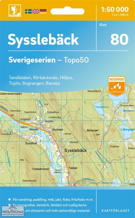 080 SYSSLEBÄCK | carte topographique Kartförlaget