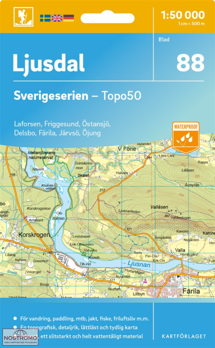088 LJUSDAL | carte topographique Kartförlaget