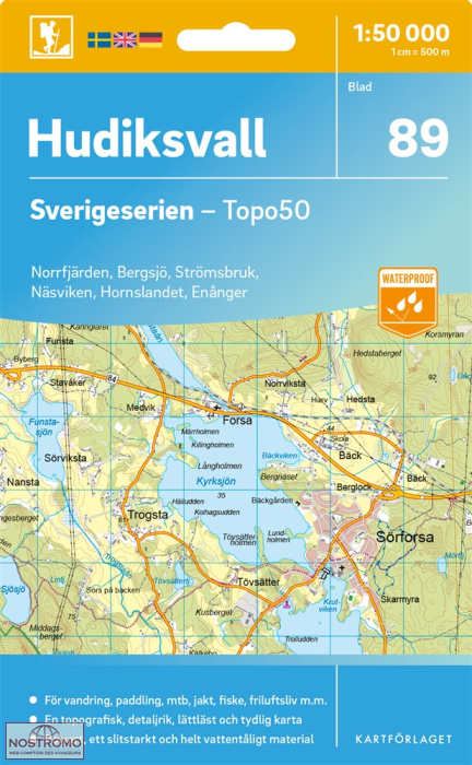 089 HUDIKSVALL | carte topographique Kartförlaget
