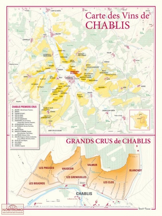 CARTE DES VINS DE CHABLIS | Benoit France poster