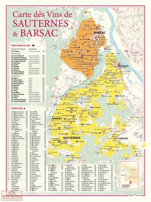 CARTE DES VINS DE SAUTERNES & BARSAC | Benoit France poster