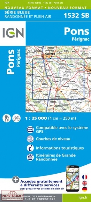 1532SB PONS - PÉRIGNAC | carte de randonnée IGN