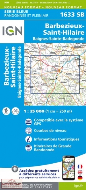 1633SB BARBEZIEUX-SAINT-HILAIRE | carte de randonnée IGN