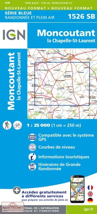 1526SB MONCOUTANT | carte de randonnée IGN