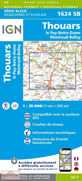 1624SB THOUARS | carte de randonnée IGN