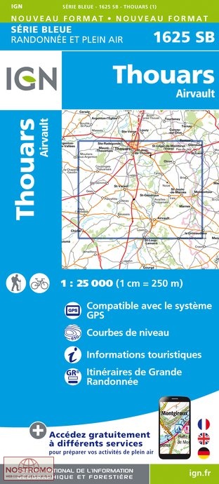 1625SB THOUARS - AIRVAULT | carte de randonnée IGN