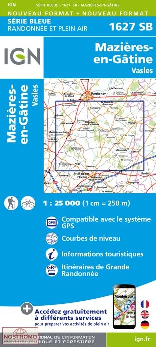 1627SB MAIZIÈRES-EN-GÂTINE | carte de randonnée IGN