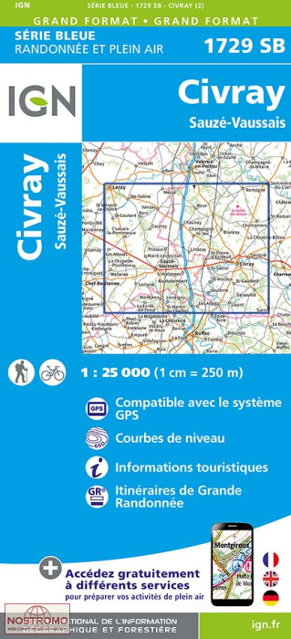 1729SB CIVRAY | carte de randonnée IGN