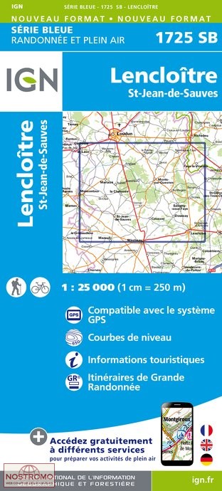 1725SB LENCLOÎTRE | carte de randonnée IGN