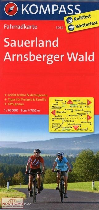 3054 SAUERLAND - AMSBERGER WALD | Kompass cycling map