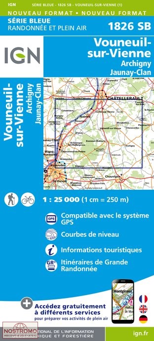 1826SB VOUNEUIL-SUR-VIENNE | carte de randonnée IGN