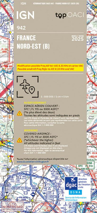 942 FRANCE NORD EST-OACI | carte aéronautique IGN