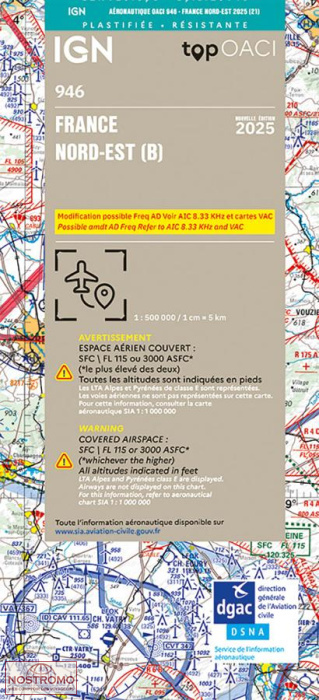 946 FRANCE NORTHEAST-OACI | IGN aeronautical chart