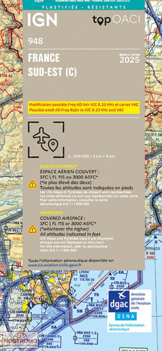 948 FRANCE SOUTHEAST-OACI | IGN aeronautical chart