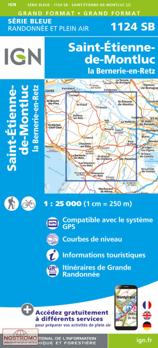 1124SB SAINT-ÉTIENNE-DE-MONTLUC | carte de randonnée IGN