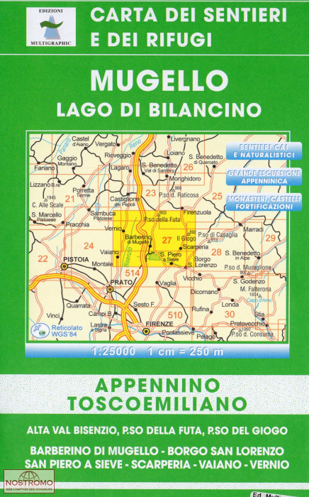 27 MUGELLO - LAGO DI BILANCINO | carte de randonnée Multigraphic
