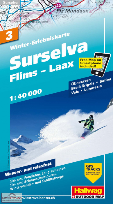 SURSELVA - FLIMS - LAAX 3 | Hallwag winter sports map