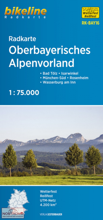 BAY16 OBERBAYERISCHES ALPENVORLAND  | carte de cyclotourisme Esterbauer