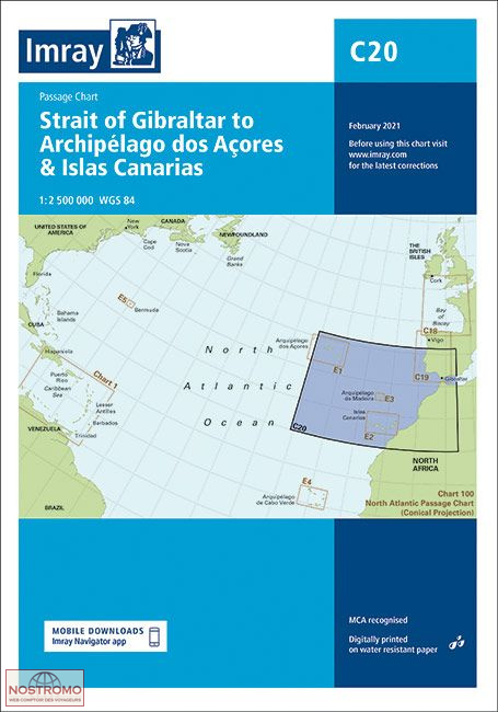 C20 STRAIT OF GIBRALTAR TO AZORES AND CANARY ISLANDS | Imray nautical chart