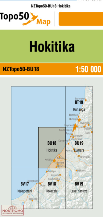 BU18 HOKITIKA | carte topographique LINZ