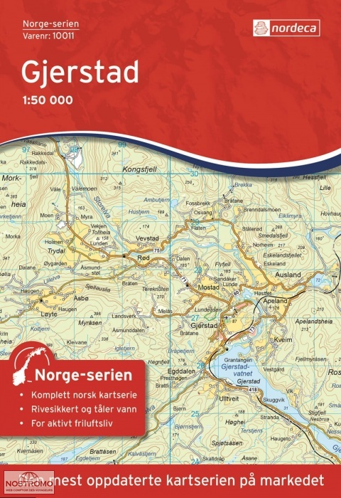 10011 GJERSTAD | carte topographique Nordeca