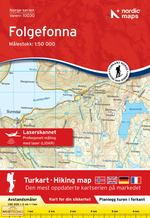 10030 FOLGEFONNA | carte topographique Nordic Maps