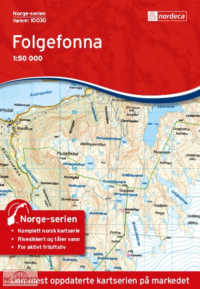 10030 FOLGEFONNA | carte topographique Nordeca