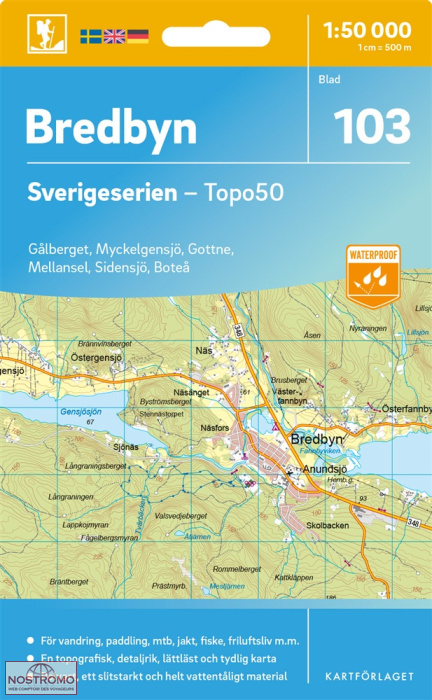 103 BREDBYN | carte topographique Kartförlaget