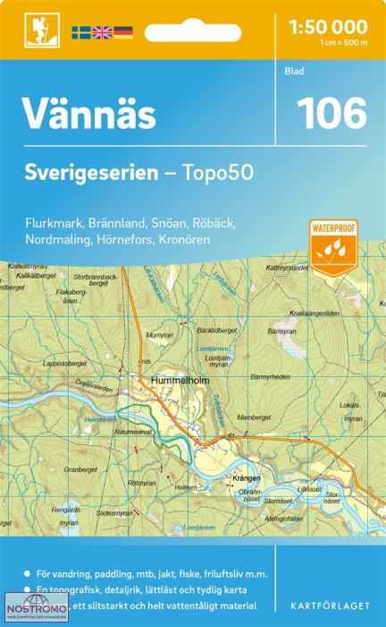 106 VÄNNÄS | carte topographique Kartförlaget