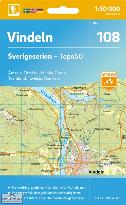 108 VINDELN | carte topographique Kartförlaget