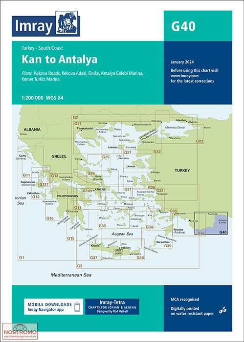 G40 DE KAS À ANTALYA | carte marine Imray