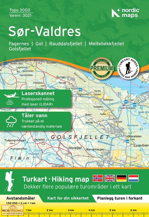 3021 SØR-VALDRES | Nordic Maps hiking map