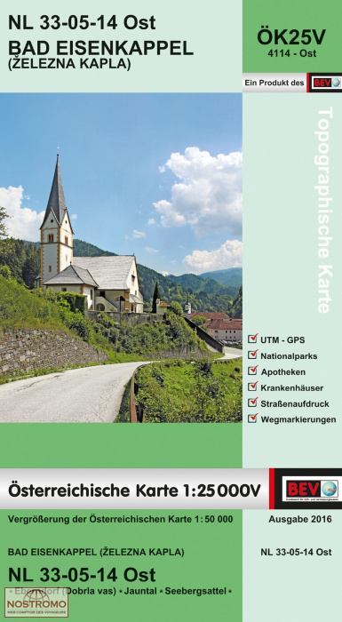 4114-OST BAD EISENKAPPEL / ZELEZNA KAPLA | carte topographique BEV