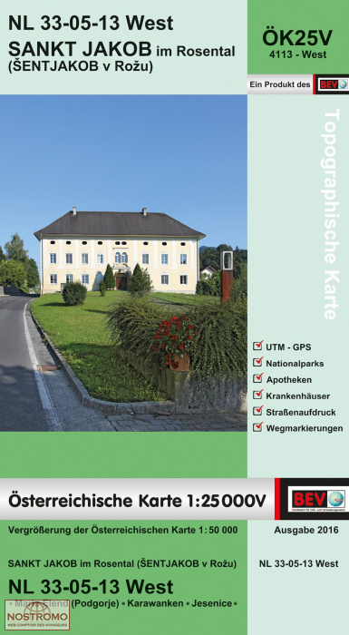 4113-WEST SANKT JAKOB IM ROSENTAL | carte topographique BEV