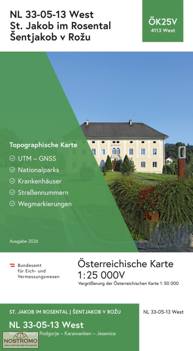 4113-WEST SANKT JAKOB IM ROSENTAL | carte topographique BEV