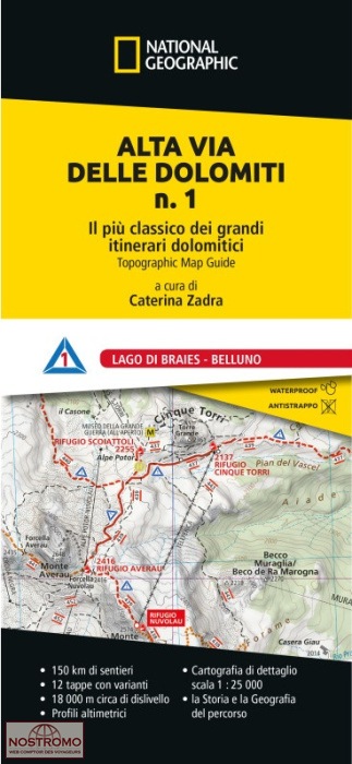 ALTA VIE DELLE DOLOMITI N°1 | National Geographic maps/Geo4map hiking mapguide