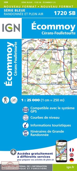 1720SB ÉCOMMOY | carte de randonnée IGN