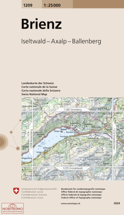 1209 BRIENZ - ISELTWALD - AXALP - BALLENBERG | carte topographique Swisstopo