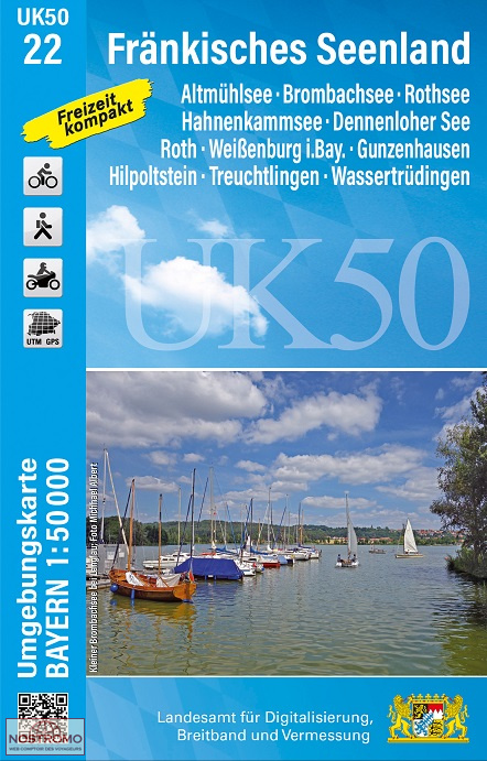 UK50-22 FRÄNKISCHES SEENLAND | LDBV hiking map