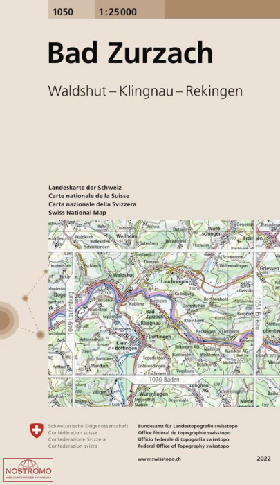 1050 BAD ZURZACH - WALDSHUT - KLINGNAU - REKINGEN | carte topographique Swisstopo