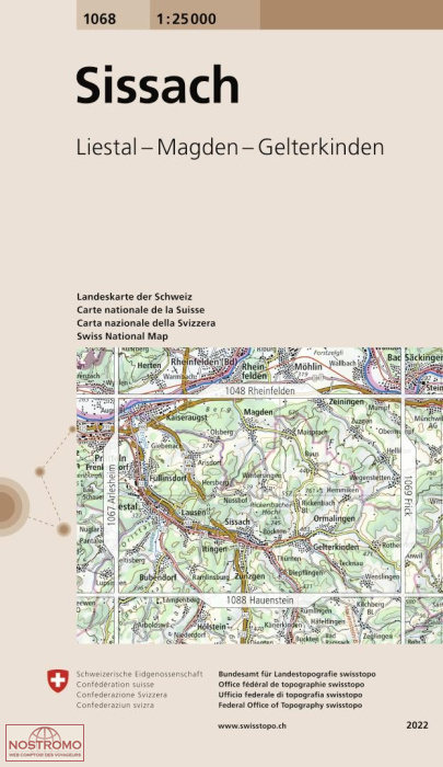 1068 SISSACH - LIESTAL - MAGDEN - GELTERKINDEN | carte topographique Swisstopo