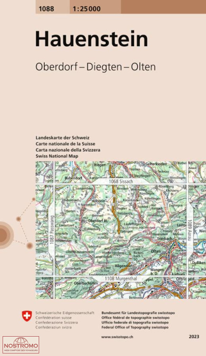 1088 HAUENSTEIN - OBERDORF - DIEGTEN - OLTEN | carte topographique Swisstopo
