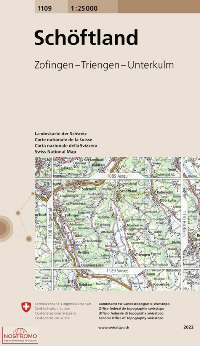 1109 SCHÖFTLAND - ZOFINGEN - TRIENGEN - UNTERKULM | carte topographique Swisstopo