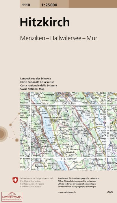 1110 HITZKIRCH - MENZIKEN - HALLWILERSEE - MURI | carte topographique Swisstopo