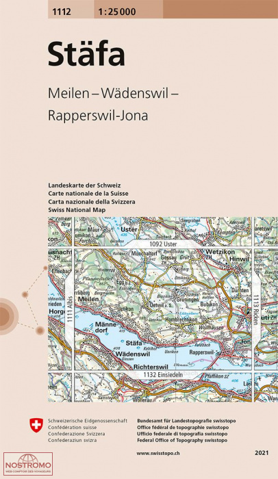 1112 STÄFA - MEILEN - WÄDENSWIL - RAPPERSWIL-JONA | carte topographique Swisstopo